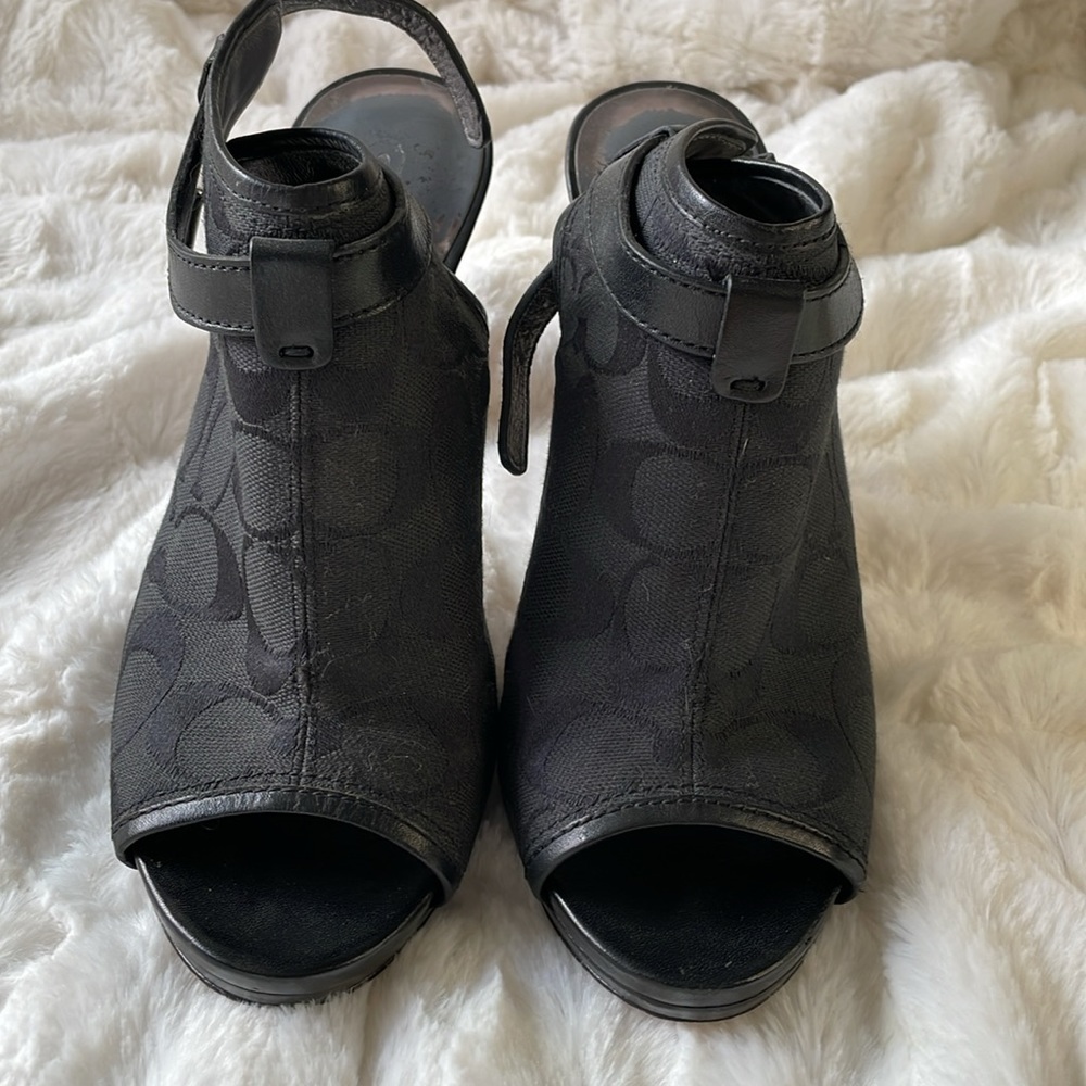COACH BRANDI SLINGBACK PEEP TOE BOOTIE HEELS - Picture 3 of 11